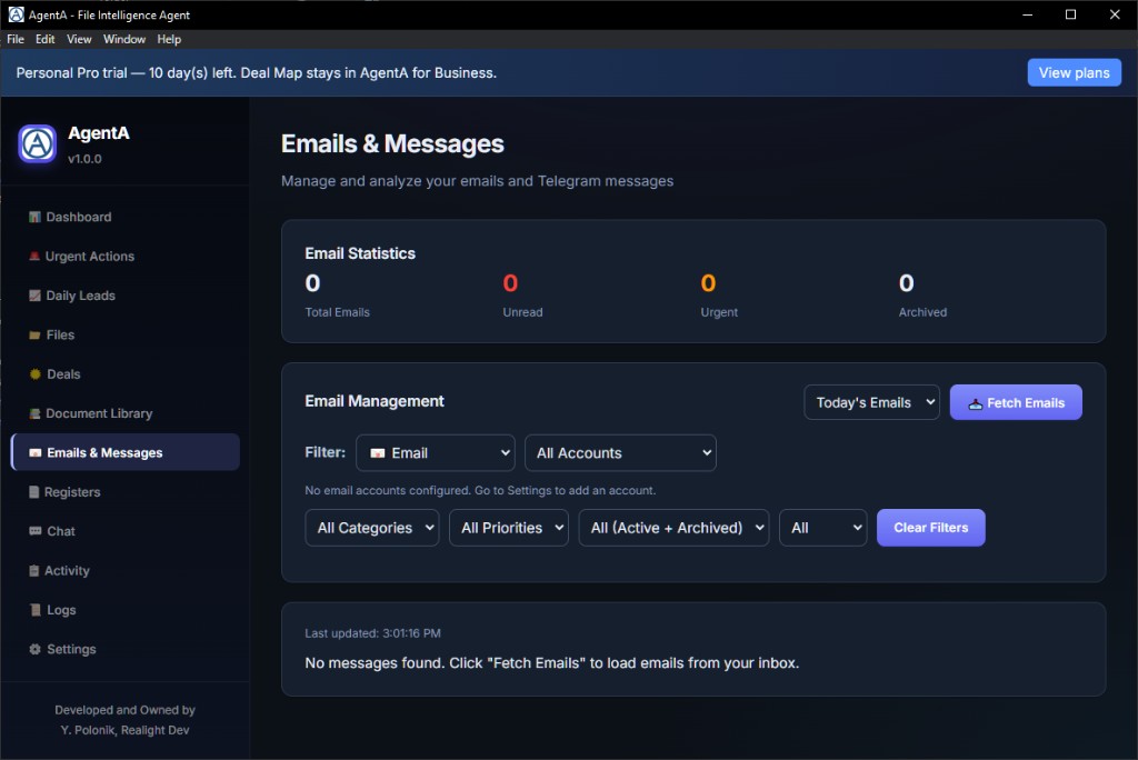AgentA Emails and Messages