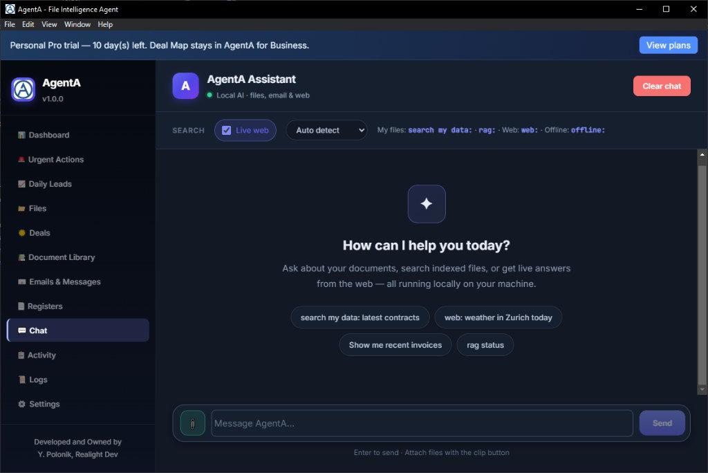 AgentA Chat assistant